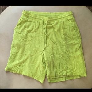 Hailey Lyn Vintage Crinkle Gauze Shorts Lime Green Drawstring High Waisted
